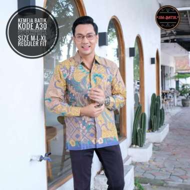 KEMEJA SM A30 Kemeja Batik Pria Lengan Panjang Batik Solo Eksklusif M