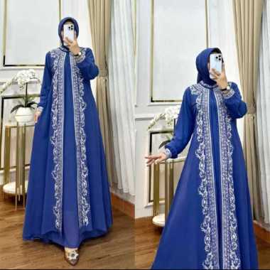 Kiukiu Sarah Dress- Gamis Ceruty Full Puring Aplikasi Bordir - Gamis Bordir Mewah - Arabian dress -
