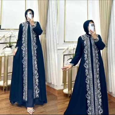 Kiukiu Sarah Dress- Gamis Ceruty Full Puring Aplikasi Bordir - Gamis Bordir Mewah - Arabian dress - 