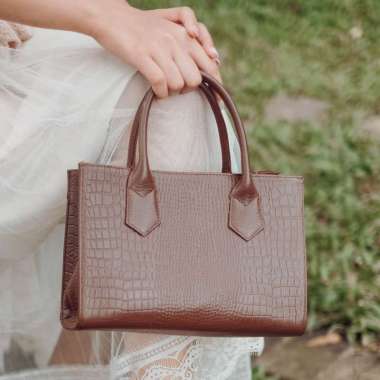 Shoeka - Tas Kulit Wanita - Clara Bags Croco Cognac