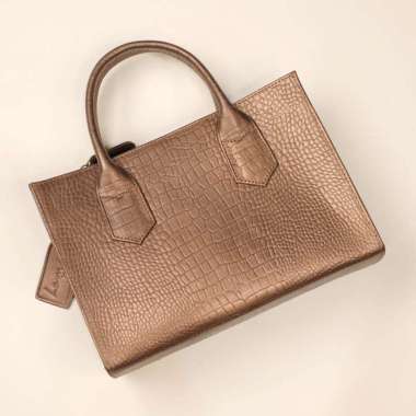 Shoeka - Tas Kulit Wanita - Clara Bags Croco Brown Metallic