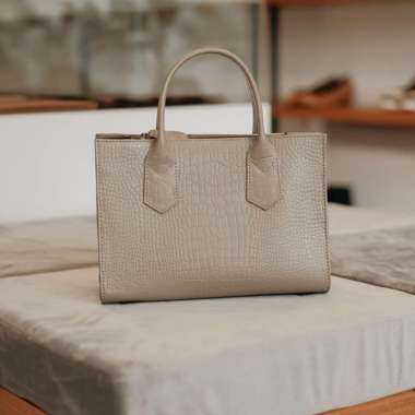 Shoeka - Tas Kulit Wanita - Clara Bags Croco Taupe