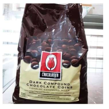 TULIP Dark COMPOUND Chocolate Coins Coin Button Cokelat Kancing 250 gr PLUS COOLER