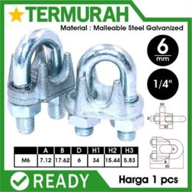 Wire Rope Clip Klem Seling Kuku Macan Galv 6mm 1/4" CLAMP KAWAT sling