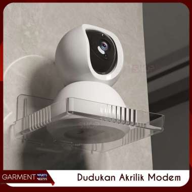 Acrylic Tempel Dinding Tempat Untuk CCTV Storage Transparan Dengan Lubang Kabel Desain Minimalis BUB