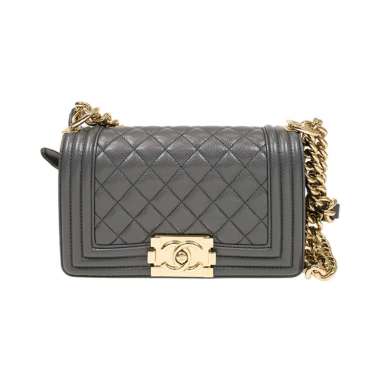Chanel Boy Small Dark Grey Caviar Lghw Grey