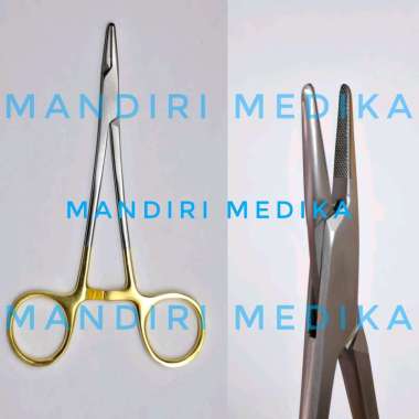 Halsey Needle Holder TC Gold Tungsten Carbide Gold Handle 13cm