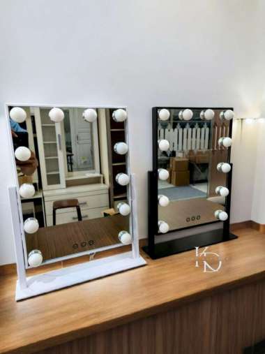 LAKO Cermin Segi Standing Cermin Meja Rias Cermin Lampu LED Touch Screen Table Mirror Cermin Estetik