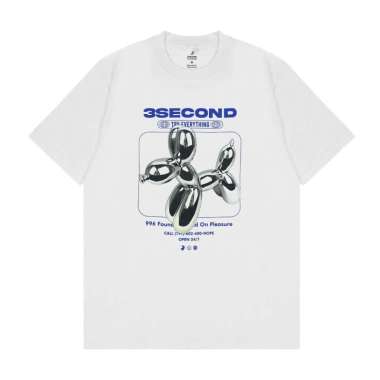 3Second Men's T-Shirt Short Sleeve Regular Fit Cotton Y2K OL-C600425 White XL