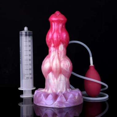 Colored animal dog cock squeezing inflatable silicone dildoS-1 PINK-M