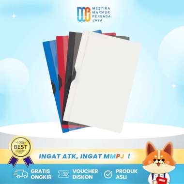 Bantex Clip File - Map Penjepit A4 Metal Clip Black Cover Transparan PP 3260/3261 A4 White