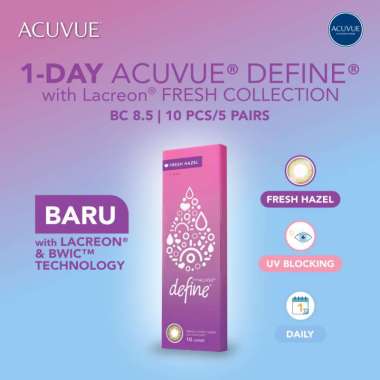 ACUVUE 1 DAY DEFINE FRESH HAZEL WITH LACREON 5 PAIRS/10 PCS | Lensa Kontak, Soflens Harian, Soflens 