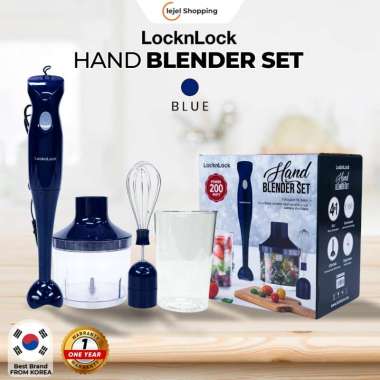 LocknLock Hand Blender Set Mixer Juicer & Chopper Multifungsi 200 Watt Biru