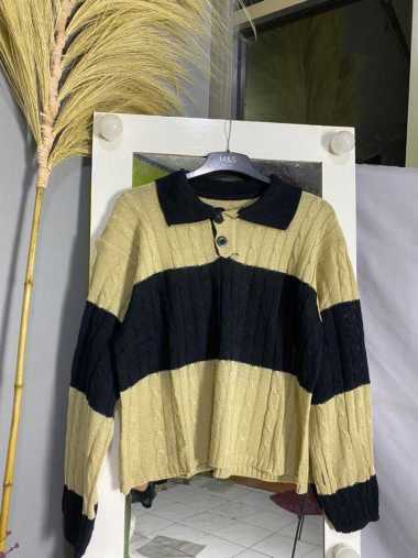 ARINKA CABLE / SWEATER RAJUT CABLE WANITA MOTIF KEPANG / SWEATER RAJUT POLO Cream