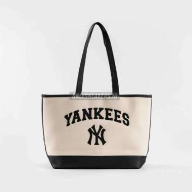 MLB VARSITY BASIC CANVAS LARGE TOTE BAG NEW YORK YANKEES BLACK