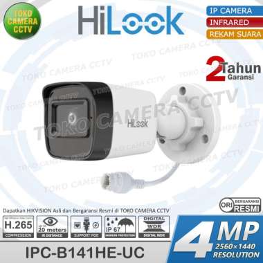KAMERA CCTV POE IP CAMERA HILOOK 4MP 2K AUDIO BULLET OUTDOOR SMART IR