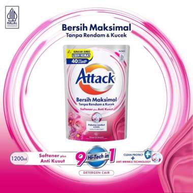 Attack Hygiene Plus Deterjen Cair Semua Jenis Mesin Cuci 1200 mL Attack Plus Softener 1200 ML Soften