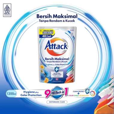 Attack Hygiene Plus Deterjen Cair Semua Jenis Mesin Cuci 1200 mL Attack Plus Softener 1200 ML Hygien