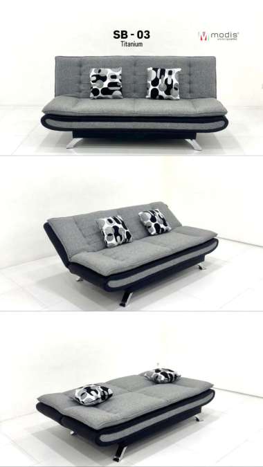 Sofa Bed Modis Kain Kaki Besi Terbaru Abu