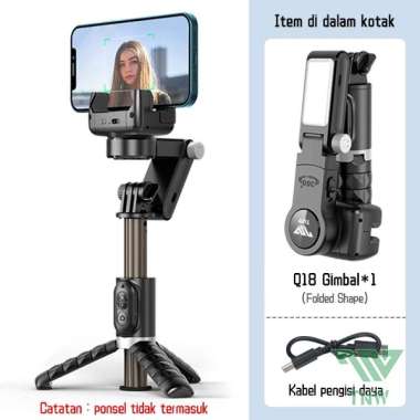 TNW-Q18 Gimbal Stabilizer Handphone Gimbal Hp Stabilizer Tongsis Hp Bluetooth Tripod hitam