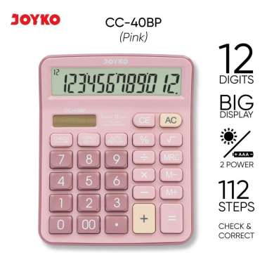JOYKO Calculator Kalkulator CC-40BP 12 Digits Check & Correct Pink