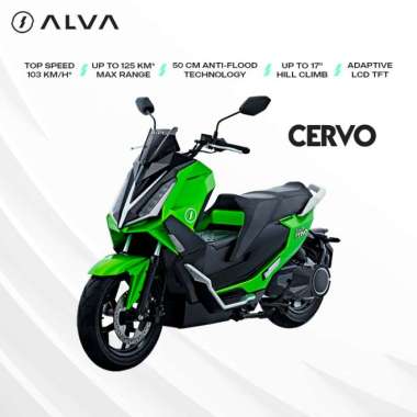 [SUBSIDI 7 JUTA] ALVA CERVO Sepeda Motor Listrik - 2 Baterai Supernova Black - White Accent Bali