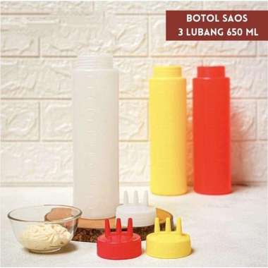 Botol Saus 3 Lubang Botol Plastik Saos Mayonaise Kecap Minyak Wadah Tempat Bumbu Serbaguna 300ml