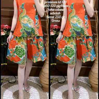 0322 Setelan Celana Baju Tidur Batik Kensi Wanita/Set Kensi Batik Wanita abu