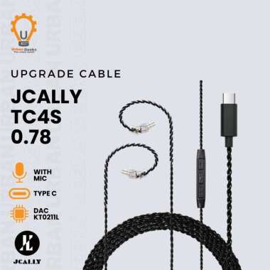 JCALLY TC4S USB Type-C to 0.78mm Upgrade Cable BLACK | Kabel Earphone Hi-Res DAC dengan Mic | Untuk 