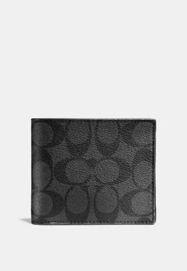 Coach 3 In 1 Wallet In Signature Canvas Charcoal Black
