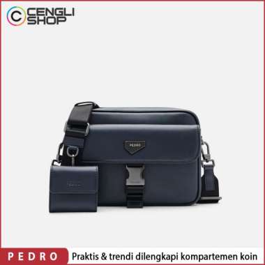 TAS SELEMPANG PRIA PEDRO SLING BAG ORIGINAL BRANDED TERBARU BIRU NAVY BLUE PM063