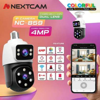 Nextcam Kamera cctv ipcam bolam 4mp cctv bola lampu dual Lensa colorfull 2.4g bisa berputar 360deraj