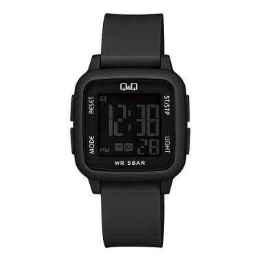 JAM TANGAN DIGITAL WANITA Q&Q ORIGINAL QNQ G02 A002VY QQ G02A-002VY STRAP RUBBER HITAM NG