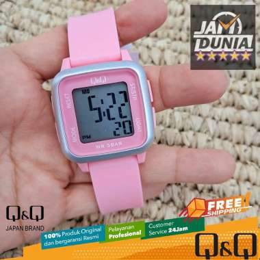 JAM TANGAN DIGITAL WANITA Q&Q ORIGINAL QNQ G02 A009VY QQ G02A-009VY STRAP RUBBER PINK NG
