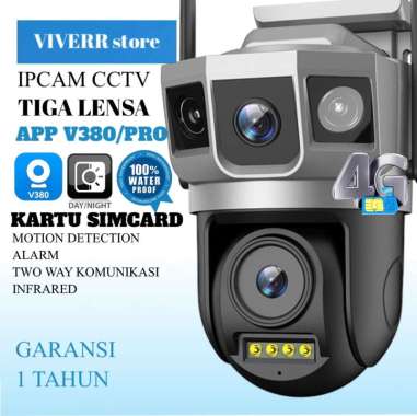 V380/V380PRO Ipcam cctv ip ptz 4G SIMCARD HP tiga layar lensa 12MP sistem keamanan cctv outdoor indo