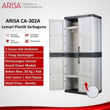 Online-CA302A-GREY ARISA Lemari Multifungsi Plastik Elegan Dua Pintu