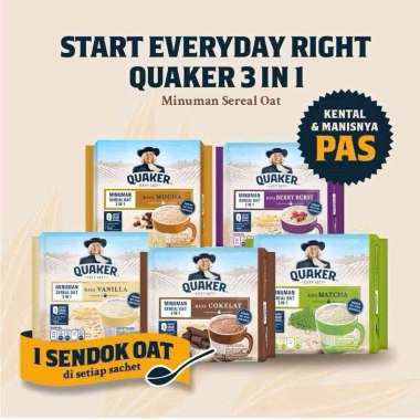 Quaker 3in1 Oat Cereal Drink - Sereal Quaker Vanila 224gr