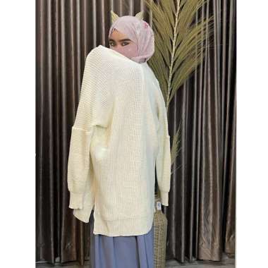 SWEATER CARDIGAN RAJUT OVERSIZE CABLE LONG CARDI PREMIUM KNIT BROKENWHITE