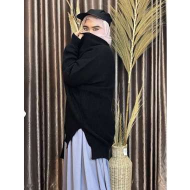 SWEATER CARDIGAN RAJUT OVERSIZE CABLE LONG CARDI PREMIUM KNIT BLACK