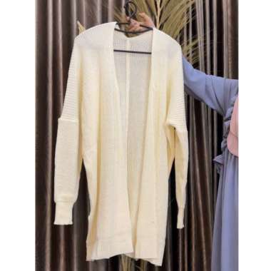 SWEATER CARDIGAN RAJUT OVERSIZE CABLE LONG CARDI PREMIUM KNIT CREAM