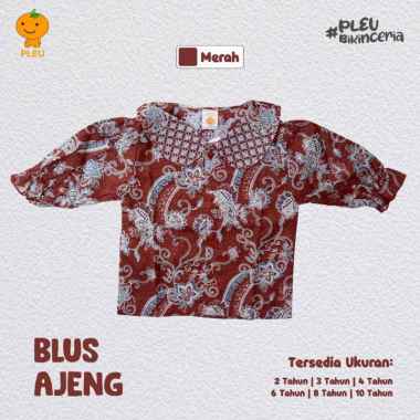 PLEU Blus Ajeng | Baju Anak Perempuan Usia 2-10 Tahun 2 tahun Merah