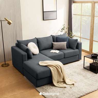 Dekoruma RICHI Sofa L Kanan Kain / Sofa Sudut / Sofa Ruang Tamu Minimalis Kain - Abu-abu Tua
