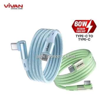 Vivan BWCC100 Kabel Charger Type C to Type C Fast Charging 60W Gaming Data Cable Siku L Biru