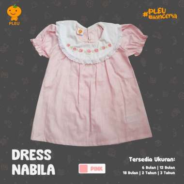 PLEU Dress Nabila | Baju Anak Perempuan Usia 6 Bulan-3 Tahun 2 Tahun Pink