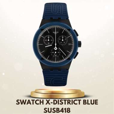 Swatch SUSB418 X-District Blue Jam Tangan Swatch Original