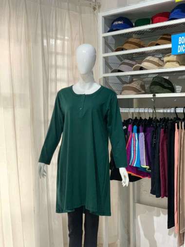 KAOS TUNIK WANITA COTTON COMBED 24s|HIJAU BOTOL SIZE [ M, L, XL, XXL, ] L