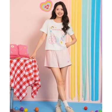 Young Hearts Pajamas Set Keep Smiling Top & Short Y18-201095 L Off White