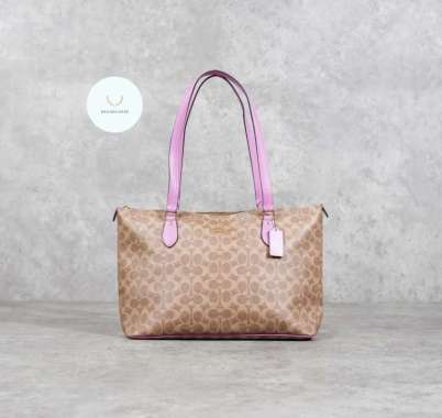 Coach Gallery Monogram Beige Brown Tote Bag in Lilac