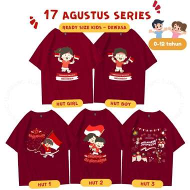 ELLIPSESINC Kaos 17 Agustus HUT RI Merdeka Anak Dewasa Couple Keluarga PENDEK JUMBO HUT 2 - MAROON