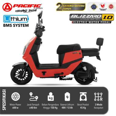 Sepeda Listrik Blizzard 1.0 Lithium Baterai Blue